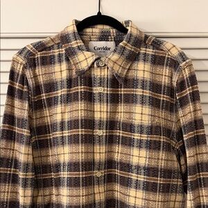 Corridor Tan & Brown Plaid Casual Button-Down Shirt